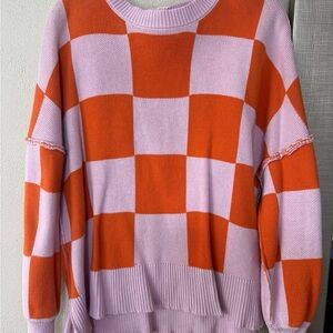 Orange and Pink Checkered Sweater